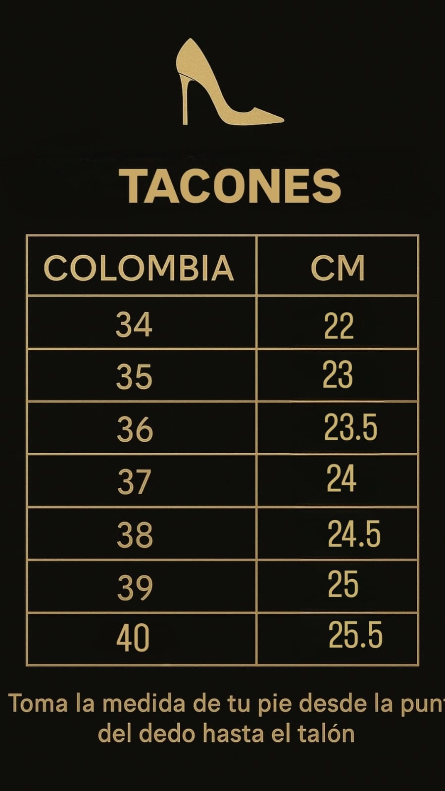 Guía de tallas zapatos